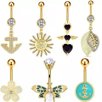 Европейская и американская жемчужная пчела, кольцо в пупке, ювелирное изделие для прокола пупка, ногтя