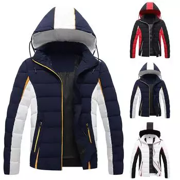 Европейская и американская зимняя мужская толстая хлопковая стеганая одежда, повседневная шляпа, пальто, хлопковая стеганая куртка XL тёмно-синий