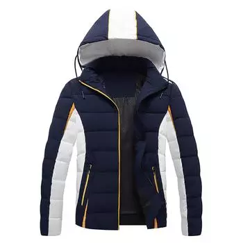 Европейская и американская зимняя мужская толстая хлопковая стеганая одежда, повседневная шляпа, пальто, хлопковая стеганая куртка L белый