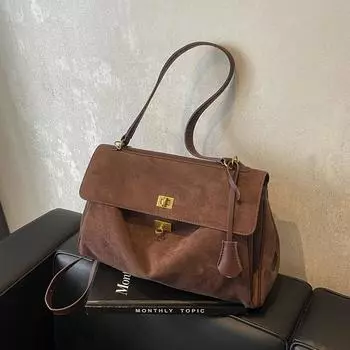 Европейская и корейская мода ретро матовая текстура большая вместительная сумка-тоут женская универсальная сумка-мессенджер Small: 30 * 11 * 19