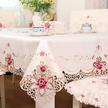 Европейская качественная скатерть в деревенском стиле, роскошная скатерть для обеденного стола, вышитый чехол на стол с чехлом на стул, набор подушек для сиденья tissue box cover 2pc