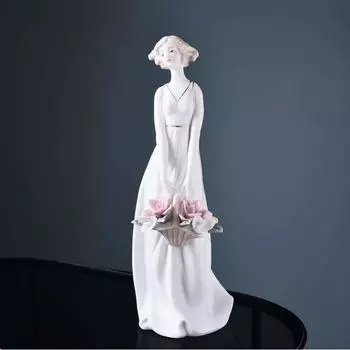 Европейская керамическая фигурка дамы – Элегантное украшение для домашнего декора для гостиной, тумбы под телевизор или винного шкафа A