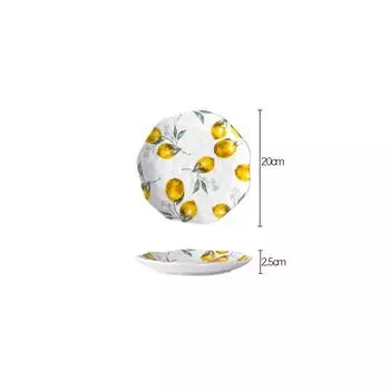 Европейская керамическая тарелка, креативная тарелка для завтрака в сельском стиле, тарелка для хлеба с ручным рисунком, лимонная настольная тарелка для фруктового салата, кухонная посуда