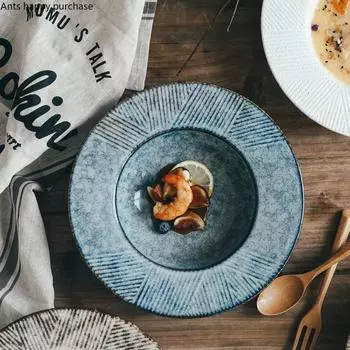 Европейская керамика Соломенная шляпа Обеденная тарелка Суповая миска Западная посуда Блюдо для пасты Ресторан Декоративная тарелка Кухонная посуда