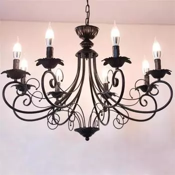 Европейская классика гостиная Люстры кованые железные E14 свечные Люстры ретро спальня кухня домашнее украшение освещение 3 lights&without bulbs чёрный