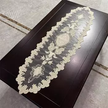 Европейская кружевная вышивка цветов Настольный флаг Дорожка для стола Чехол для скатерти для вечеринки, Рождества, свадьбы Украшение стола и аксессуары 40X130CM