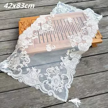 Европейская кружевная вышивка кисточка подвеска прямоугольная скатерть ТВ настенный шкафчик пианино журнальный столик чехол ткань мебельная тесьма 42x83cm
