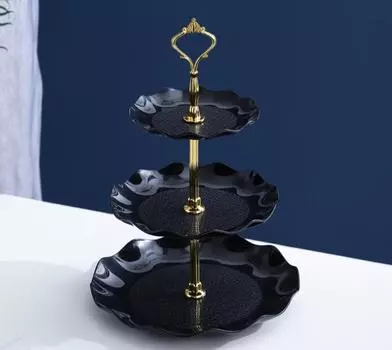 Европейская многослойная фруктовая тарелка для гостиной — идеально подходит для конфет, закусок и десертов чёрный