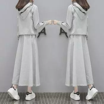 Европейская мода ранней весны 2022 года: Женский свободный длинный свитер и юбка, комплект из двух предметов M чёрный