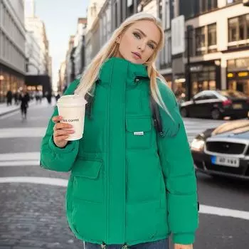 Европейская мода Station Down Cotton Clothing Женская короткая маленькая зимняя куртка Top Cotton Clothing M белый