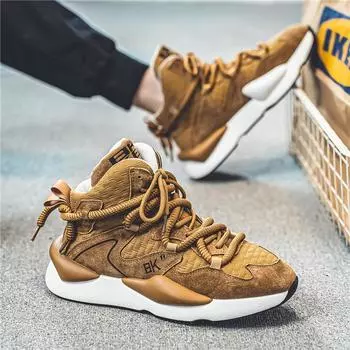 Европейская модная брендовая мужская обувь на все времена года из кожи с высоким берцем, модная обувь для подиума, молодежная корейская версия, повседневная обувь Zhongbang 39 белый