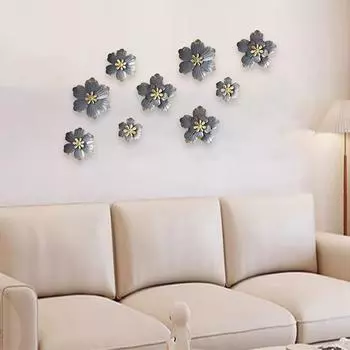 Европейская настенная роспись, 3D-наклейка на стену, декор, металлический цветок, настенные украшения, фон для телевизора