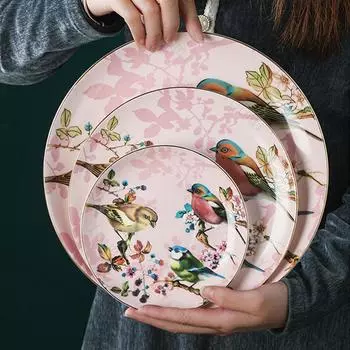 Европейская обеденная тарелка в стиле джунглей Керамическая тарелка Домашний обеденный стол Тарелки для стейков из говядины Блюда для закусок Блюдо для торта на завтрак