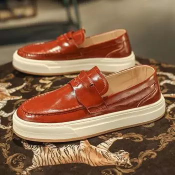 Европейская обувь для мужчин из натуральной кожи повседневная обувь весенние туфли для скейтбординга на плоской подошве ретро дизайнерские кроссовки без застежек 38 чёрный