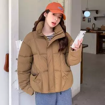 Европейская одежда из хлеба короткая пуховая одежда на ватном подкладе женские свободные осенние и зимние пальто утолщенные куртки на ватном подкладе новые модели M чёрный