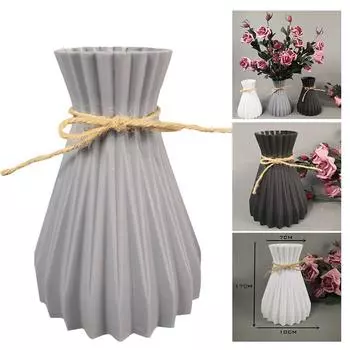 Европейская пластиковая ваза для украшения гостиной, украшения, современные пластиковые вазы-оригами для цветочных композиций, украшения для дома светло-серый