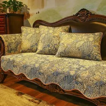 Европейская подушка для дивана с волнистым краем, нескользящая износостойкая ткань из синели, чехол для дивана, вышитое жаккардовое полотенце для дивана, мягкое удобное 60x60cm Hand towel