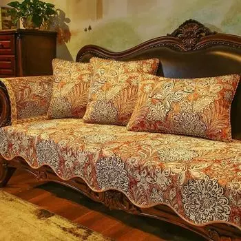 Европейская подушка для дивана с волнистым краем, нескользящая износостойкая ткань из синели, чехол для дивана, вышитое жаккардовое полотенце для дивана, мягкое удобное 60x60cm Hand towel