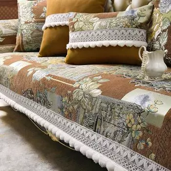 Европейская подушка для дивана, жаккардовая ткань, чехол для дивана, полотенце, нескользящий чехол из синели, домашний декор, защитный чехол для мебели для гостиной Hand towel 50x60