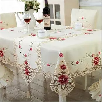 Европейская полиэстеровая скатерть с вышивкой и цветочным принтом, полая скатерть для стола, прямоугольная элегантная домашняя вечеринка, ср. table runner