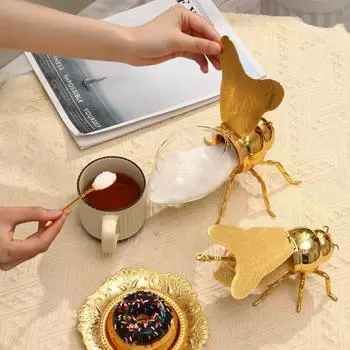 Европейская ретро-бутылка для приправ с ложкой, сахарница с ложкой, соль, глутамат натрия, пчела, легкий роскошный стиль, бутылка для приправы для кухни золотистый