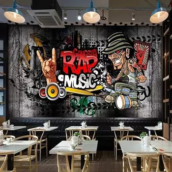 Европейская ретро-настенная ностальгия хип-хоп рок-музыка обои бар Ktv фон декор обои для стены 3d фреска 200 cm(W) x 140 cm(H)