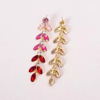 Европейская роскошь креатив 2024 новые модные серьги длинные стильные цветочные бриллиантовые серьги женские подарки на день рождения аксессуары розовый
