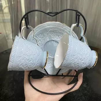 Европейская роскошь Пномпень чашка для кофе бытовая рельефная чашка из костяного фарфора набор тарелок чашка для послеобеденного чая чашка для воды чашка для чая 110ml