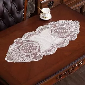 Европейская роскошная серая хлопковая ткань из конопли, вышитая скатерть для украшения дома в отеле, покрытая рождественской свадебной лентой, флагом на стол 40x90cm