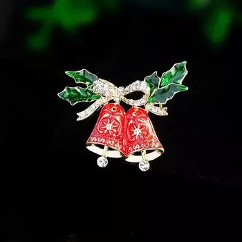 Европейская рождественская брошь-колокольчик, изысканная ручная эмаль, кулон с имитацией кристалла, костюм, аксессуары для воротника, подарок для друзей