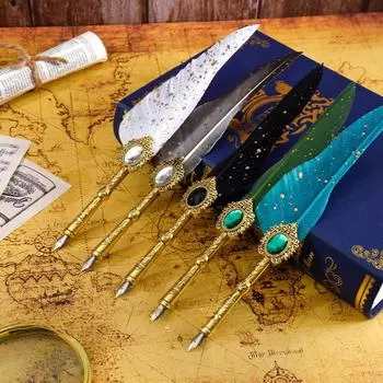 Европейская ручка-перо с драгоценными камнями, персонализированный подарок на День учителя, художественная ручка, набор бумажных открыток, ручка-перо, подарок