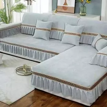 Европейская шениловая подушка для дивана Круглогодичный Нейтральный Нескользящий Универсальный Всевключающий Серый Тканевый Чехол на Диван Накидка Спинка Dimo-light gray 45*45cm pillow case