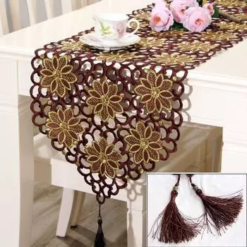 Европейская скатерть для сада, роскошная скатерть для стола, ткань с вышивкой, ткань для пикника, коврик для стола, украшение для дома 40x150cm красный