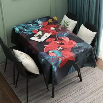 Европейская скатерть с принтом геометрического цвета, бытовая скатерть на день рождения, свадьбу, вечеринку, прямоугольная скатерть из синели 110x160cm 1pcs