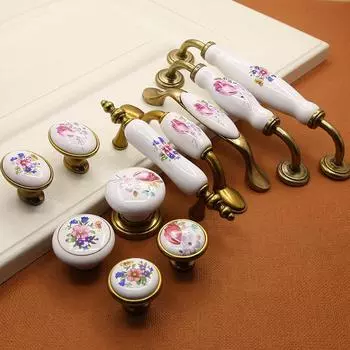 Европейская современная ручка для шкафа из цинкового сплава из керамики