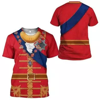 Европейская средневековая военная знать косплей 3D смешное платье мужчины и женщины личность круглый вырез короткий рукав хип-хоп футболка топ S