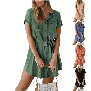 Европейская станция 2024 Весна и лето Новая женская юбка средней и длинной длины Мультизерновая пряжка Юбка А Оптовая продажа Шнуровка S чёрный