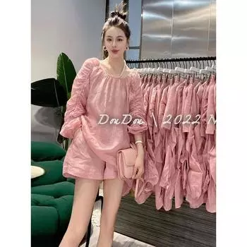 Европейская станция Бестселлер Футболка с длинным рукавом Комплект из двух предметов Шорты Pink Suit 2XL [recommended 67.50 kg-75.00 kg]]