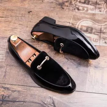 Европейская станция Мода Обувь Лефу Круглый носок Панель анти-флис Модная пряжка Деловая офисная обувь Размер 38-48 Мужская обувь 38