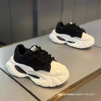 Европейская станция мужская обувь 2025 новый модный бренд усовершенствованная воздушная подушка для спорта и отдыха амортизация сверхлегкая платформа папы модная обувь 39 чёрный