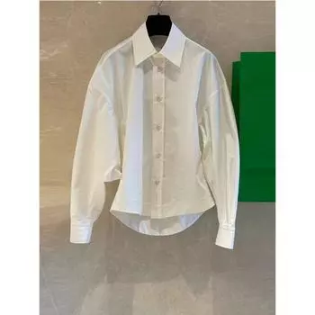 Европейская станция Ранняя весна Элегантный лацкан Пуговица Повседневная рубашка White XL
