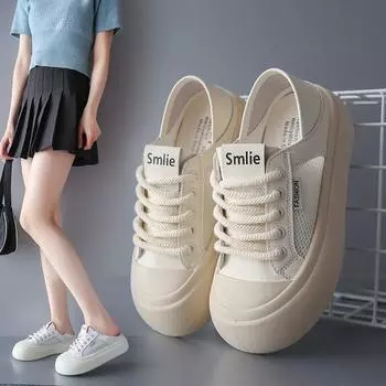 Европейская станция, туфли с большой головкой, женские весенние новые двухсторонние дышащие туфли на платформе, глупая обувь, повседневная белая обувь для женщин 35