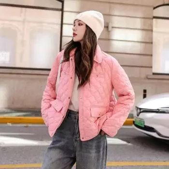 Европейская станция Xiaoxiangfeng легкий пуховик женский 2024 новая корейская версия маленький белый утиный пух короткое пальто прилив S розовый