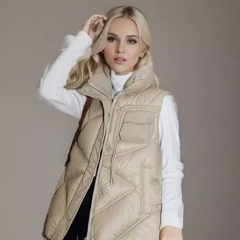 Европейская станция Xiaoxiangfeng пуховый хлопковый жилет женский весенне-осенний хлопковый жилет студенческий жилет куртка M белый