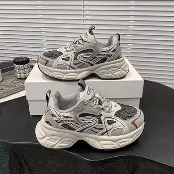 Европейская станция женская новая летняя женская обувь универсальная сетчатая беговая повседневная спортивная обувь на толстой подошве 35 бордовый