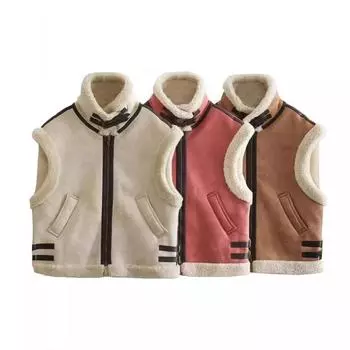 Европейская станция женская одежда осенне-зимний жилет высококачественный универсальный жилет из искусственной овечьей шерсти термотоп жилет из оленьей кожи бархатный женский XS