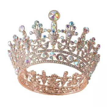 Европейская свадебная ретро-барокко, большая корона, белые стразы, круглая королевская корона, полная корона