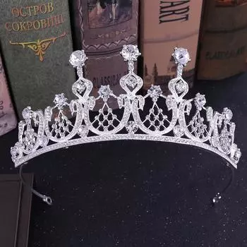 Европейская свадебная тиара со стразами, аксессуары для свадебного платья, универсальный ободок с короной, свадебные украшения