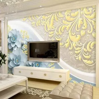 Европейская тисненая цветочная фреска на заказ 3D настенная фреска обои для гостиной, дивана, спальни, фоновая стена, домашний декор 200 cm(W) x 140 cm(H)