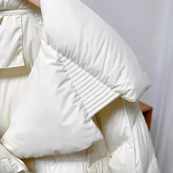 Европейская версия 2024 года, новая куртка-пуховик средней и длинной длины, женская модная теплая утолщенная повседневная свободная белая куртка-пуховик на утином пуху S recommends within 65kg
